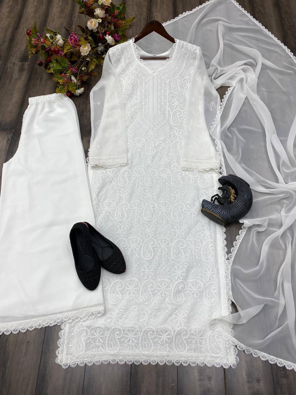 Stylish Grey Long Kurta Set for Party & Festive Wear For Women