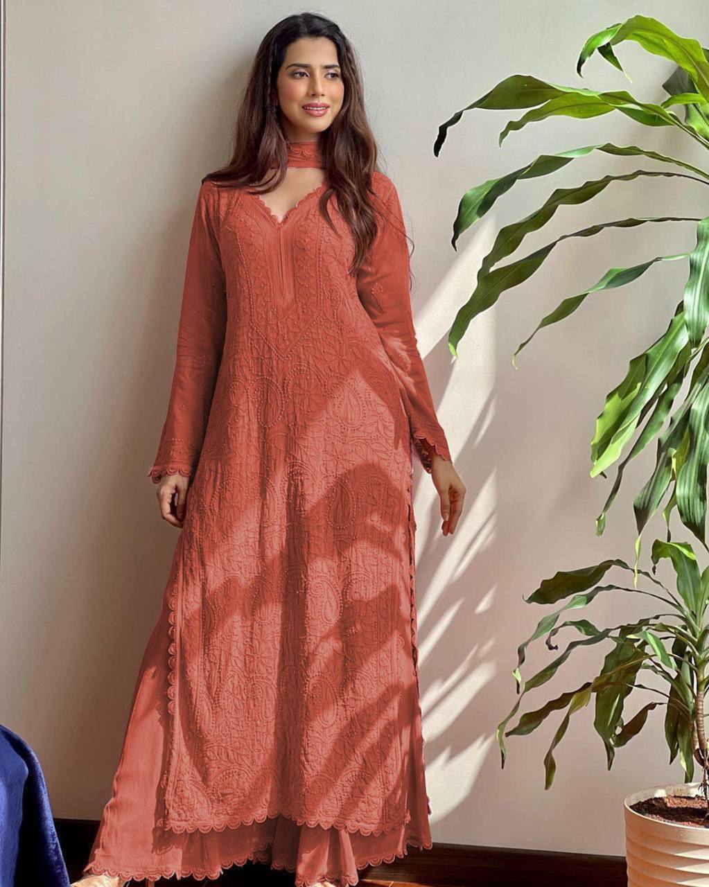 Stylish Grey Long Kurta Set for Party & Festive Wear For Women
