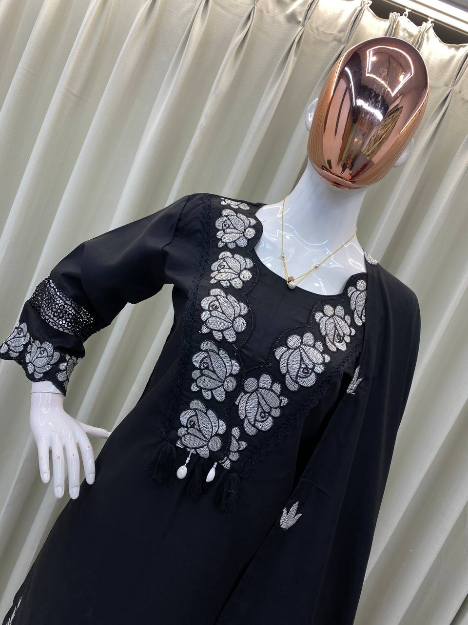 Rust Orange Embroidered Cotton Kurta Set with Dupatta For Women