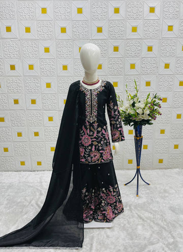 Elegant Sharara Suit Set for Girls in White and Black Variants
