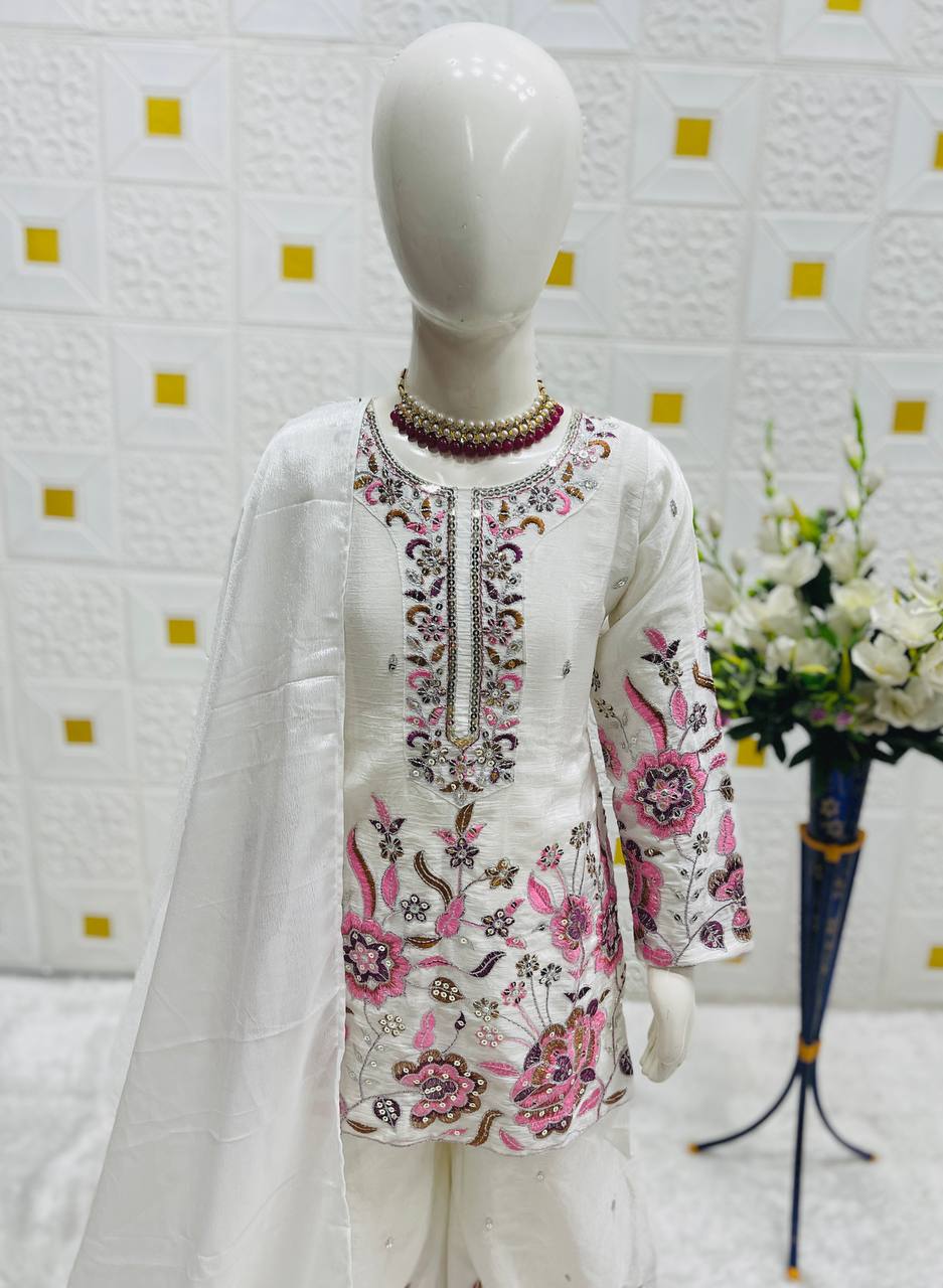 Elegant Sharara Suit Set for Girls in White and Black Variants
