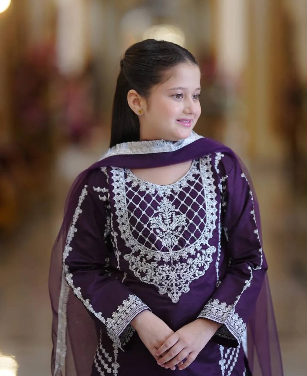 Festive Red Kurti Palazzo Suit for Girls with Intricate Embroidery