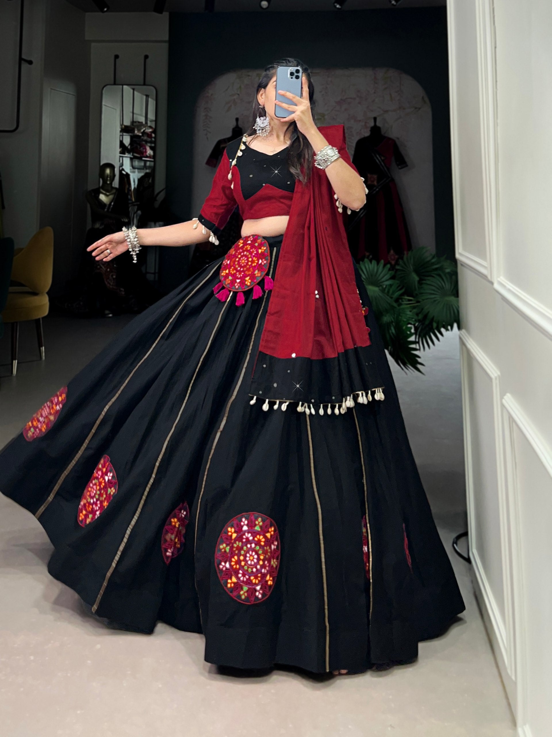 Navratri traditional black lehenga choli