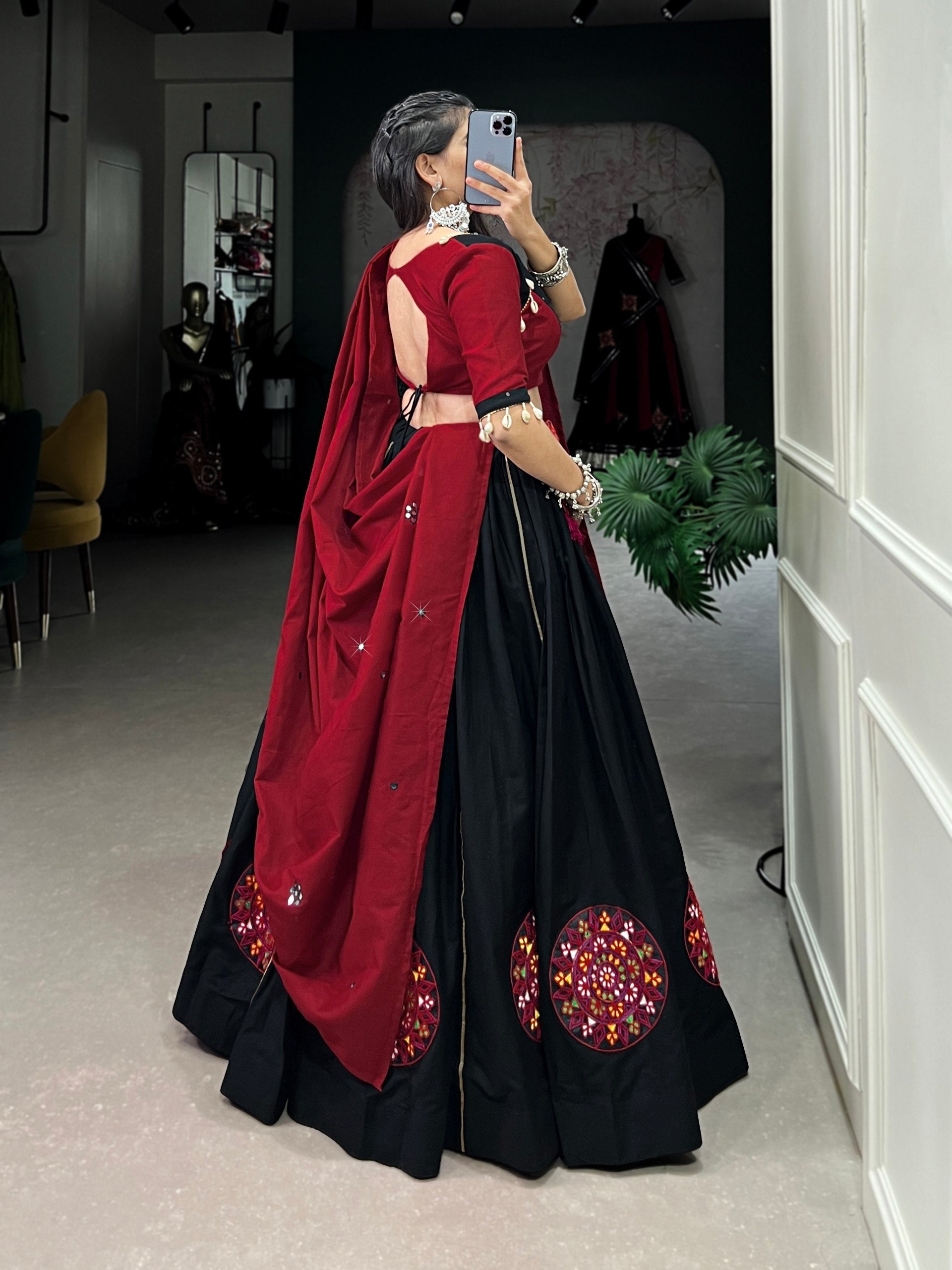 Navratri traditional black lehenga choli