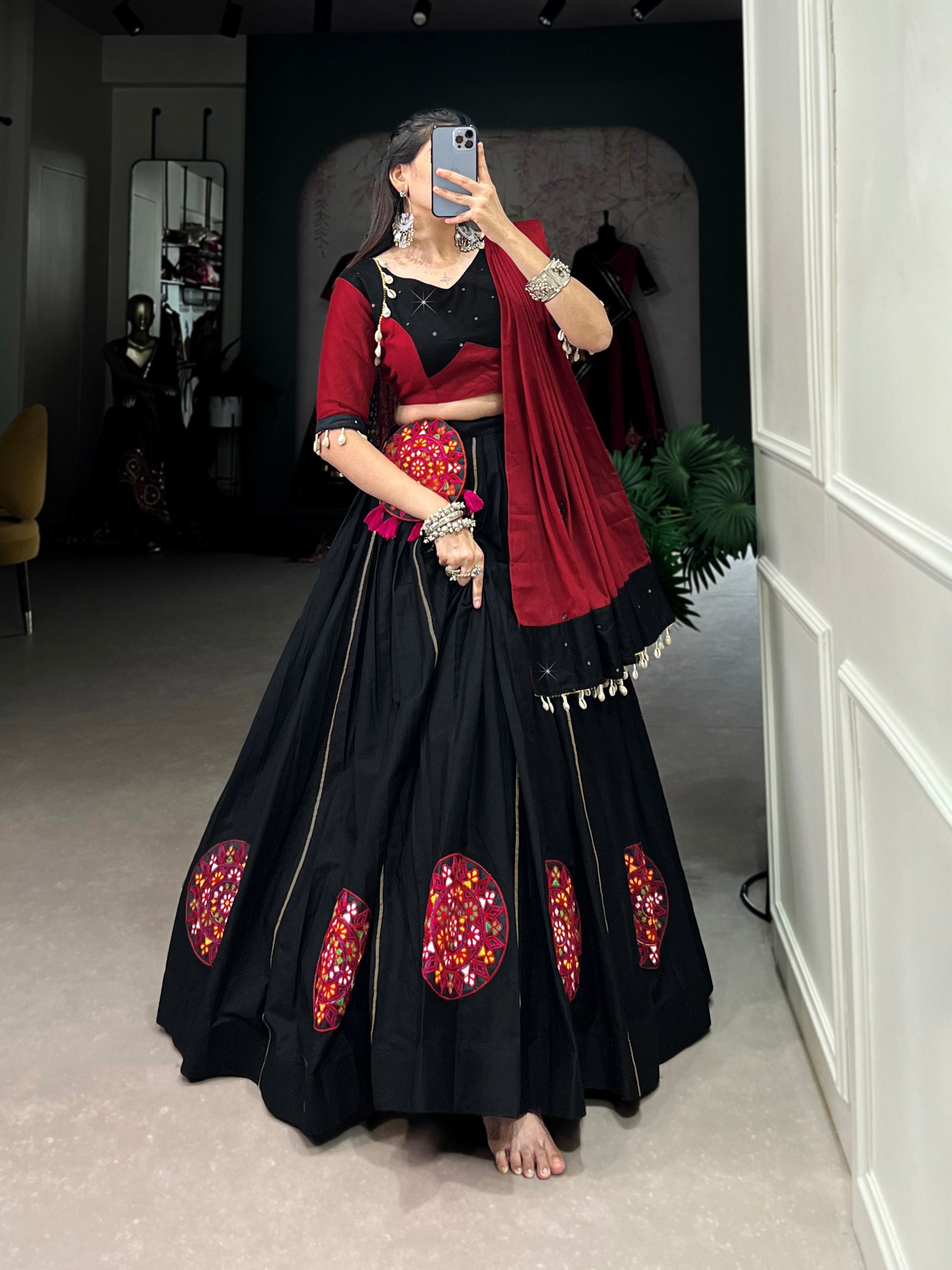 Navratri traditional black lehenga choli
