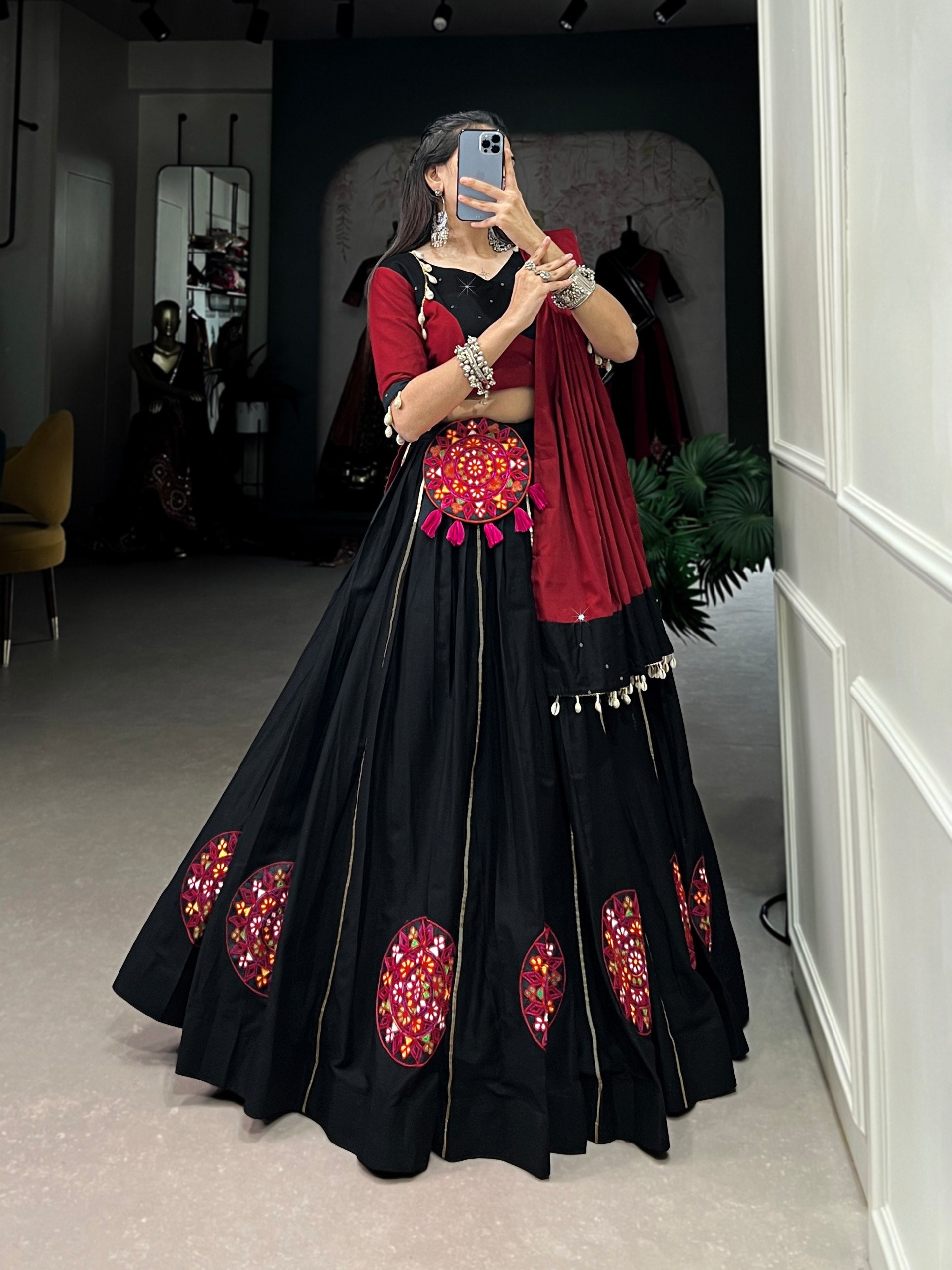 Navratri traditional black lehenga choli