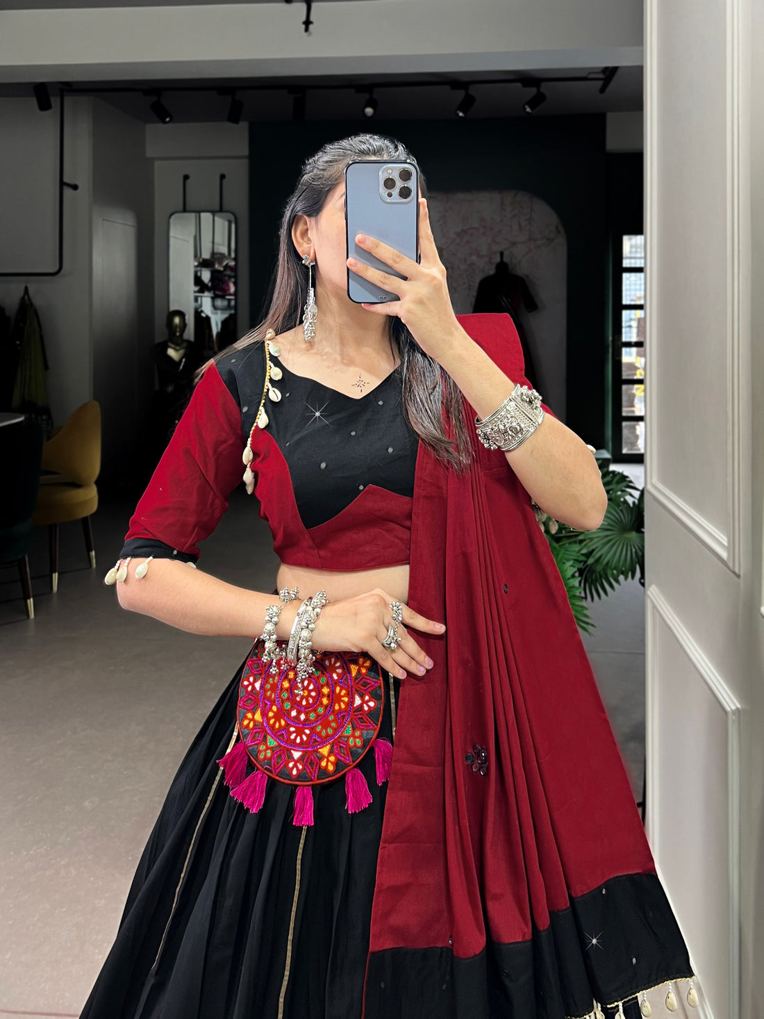 Navratri traditional black lehenga choli