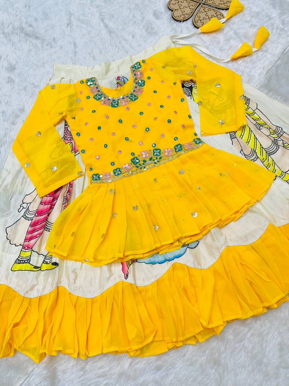 Kediya Style Pink Designer Lehenga Set For Kids