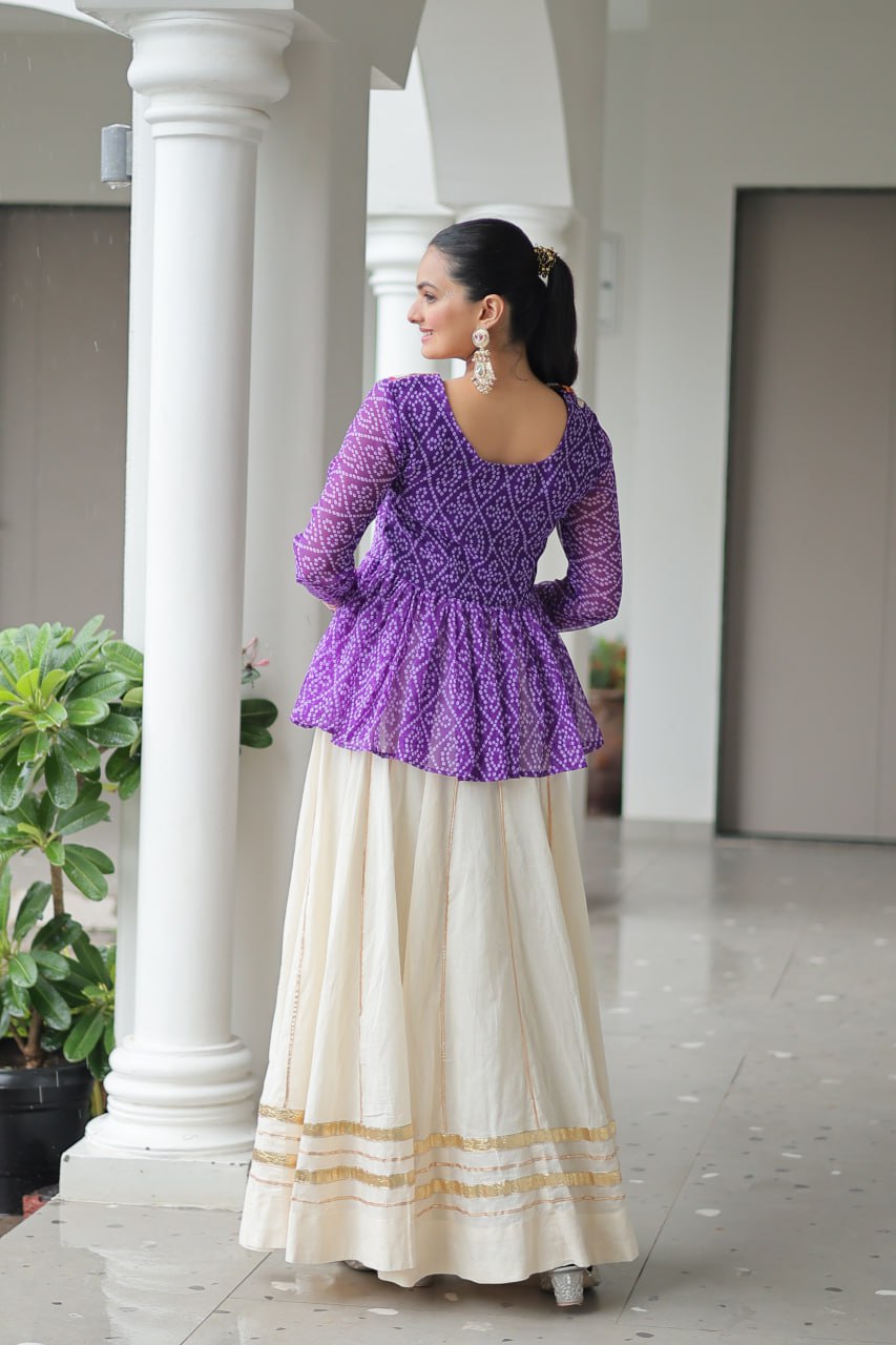 Dazzling Purple Cotton Gota Patti Work Navratri Wear Lehenga Choli