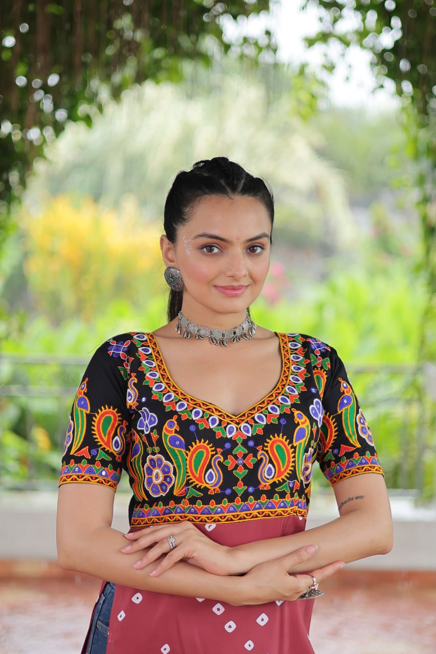 Beautiful Black Rayon Navratri Wear Long Kurti