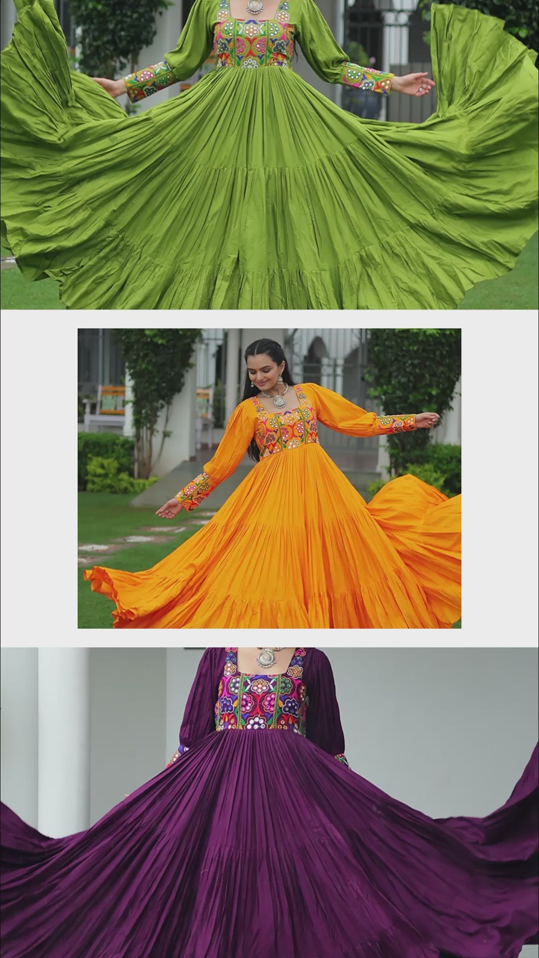 Glamorous Wine Rayon Kutchi Work Navratri Gown For Women