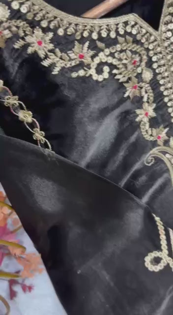 Luxury Champagne Embroidered Suit with Pink Contrast Panels