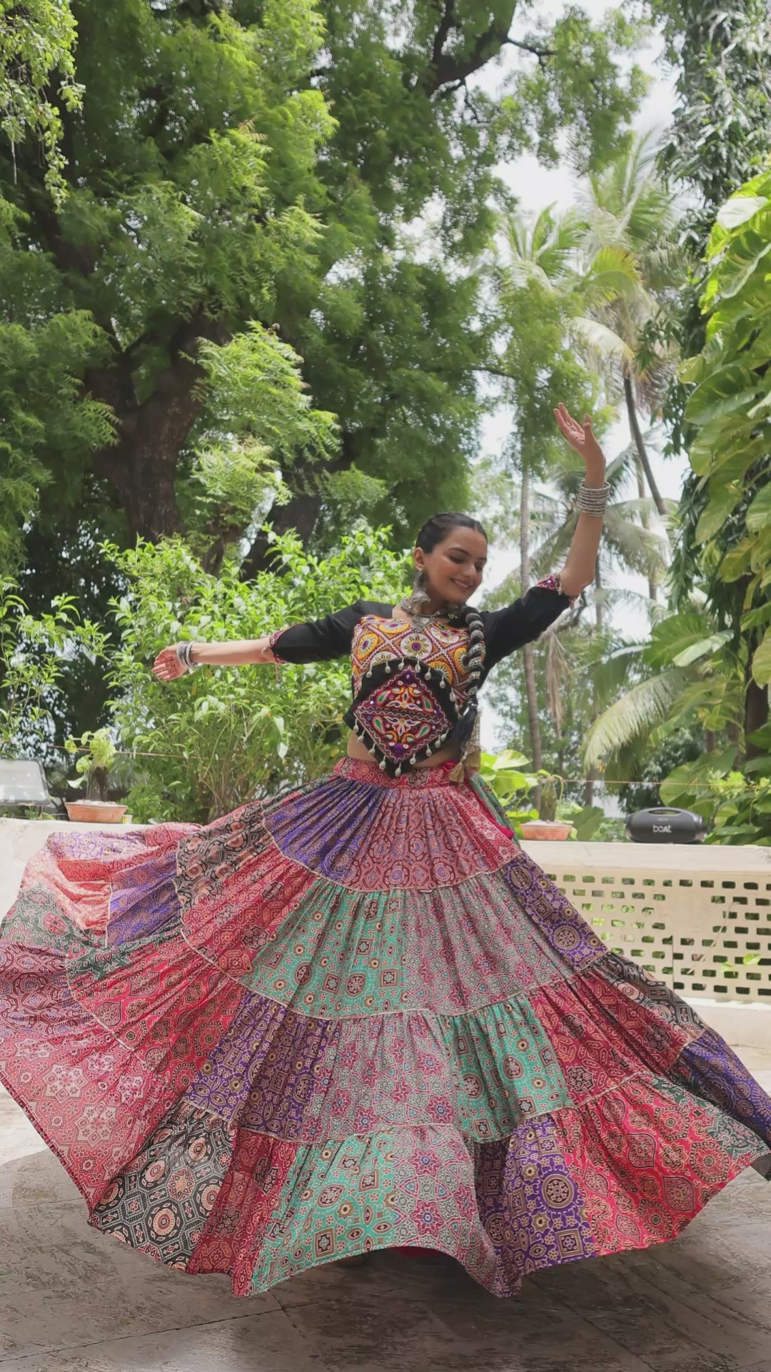 Vibrant Multi Kutchi Mirror Work Lehenga Choli for Navratri