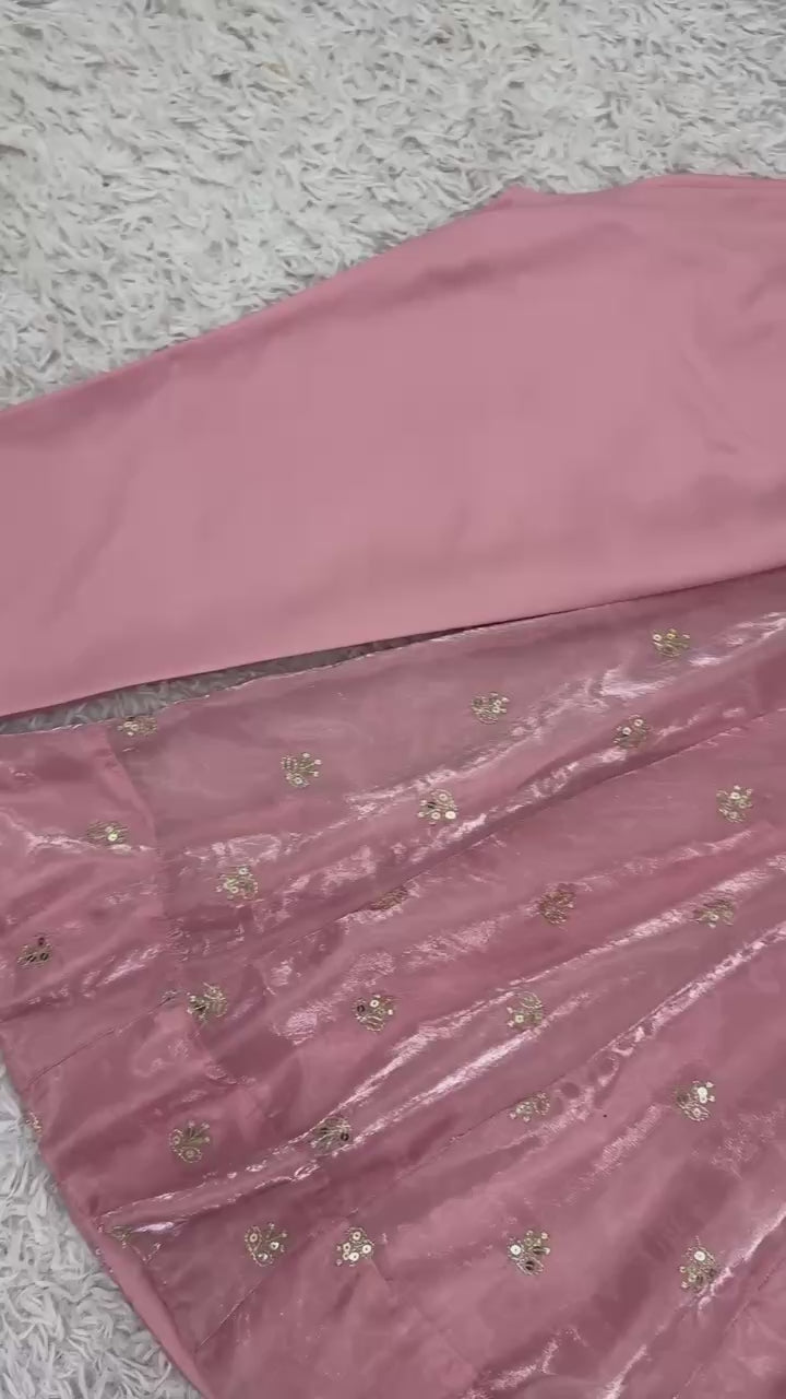 Elegant Dusty Pink Fendy Silk Embroidered Anarkali Suit with Dupatta