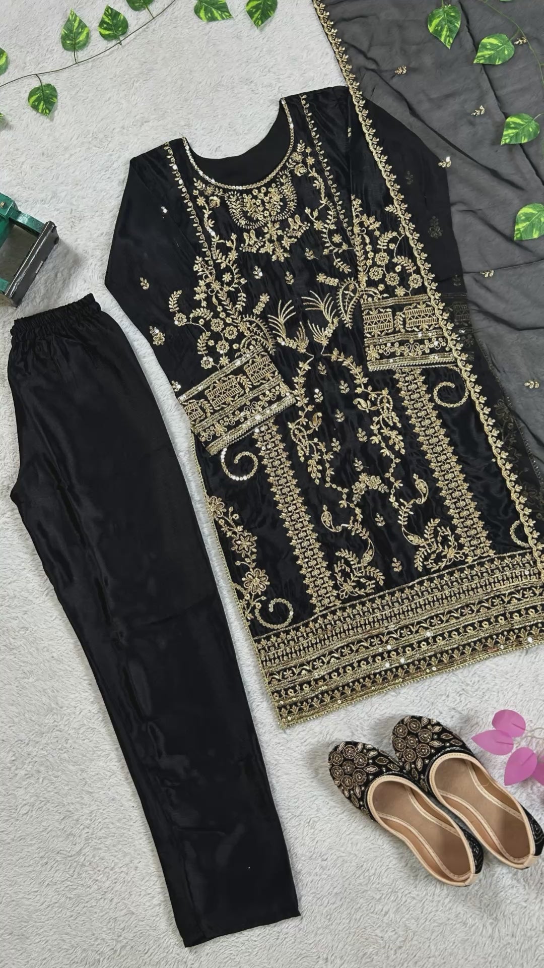 Luxury Black Salwar Suit with Silver Embroidery Work For Festive Wear