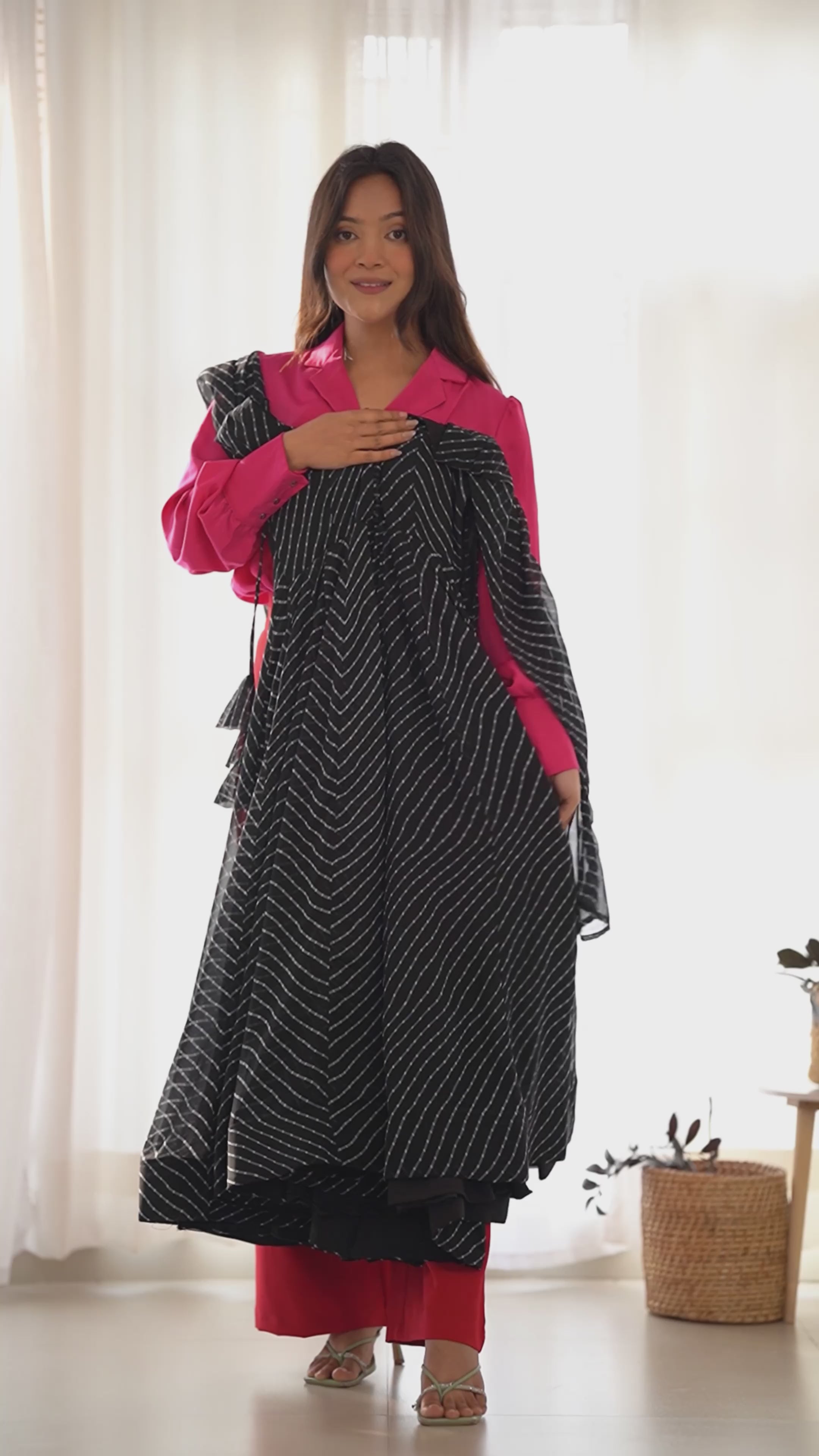 Designer Black Laheriya Printed Georgette Festive Wear Anarkali Pant Suit