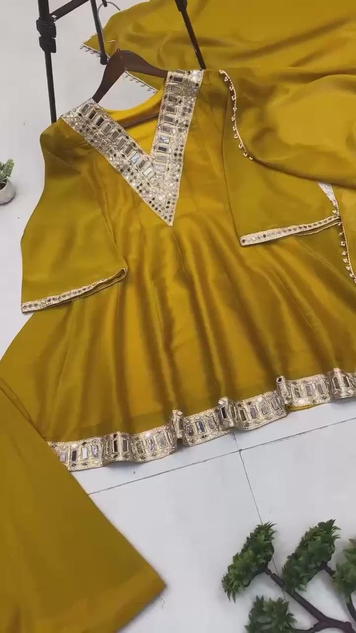 Wedding Special Rani Pink Embellished Plazzo Set For Women