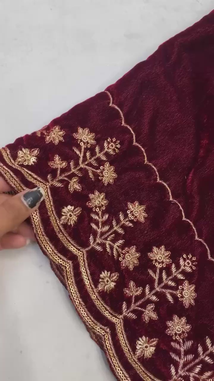 Midnight Majesty Velvet Suit Set with Golden Heritage Embroidery Festive Wear