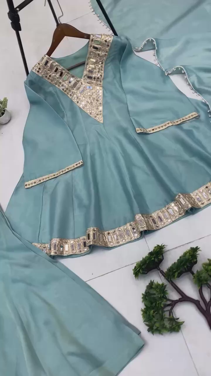 Wedding Special Rani Pink Embellished Plazzo Set For Women