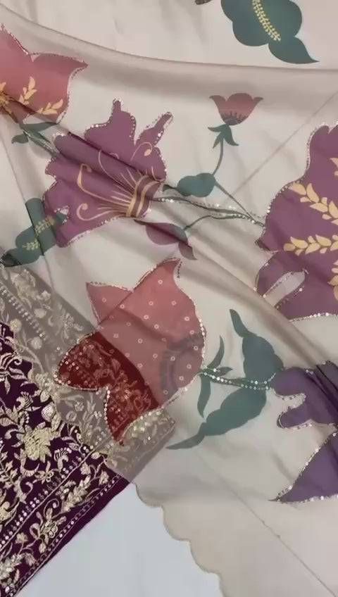 Designer Black Embroidered Kurti Sharara Set with Designer Dupatta