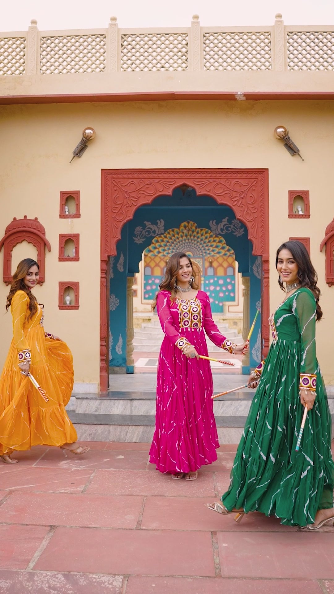 Adorning Pink Georgette Kutchi Work Festival Wear Gown