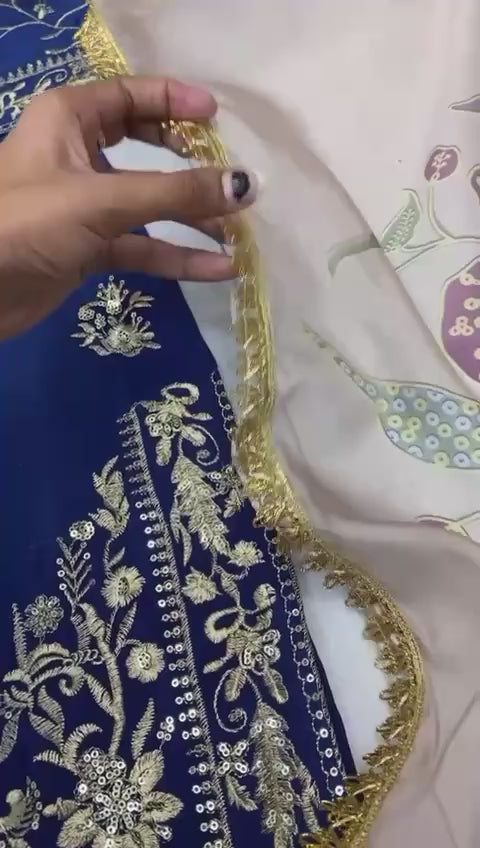 Designer Black Embroidered Kurti Sharara Set with Designer Dupatta