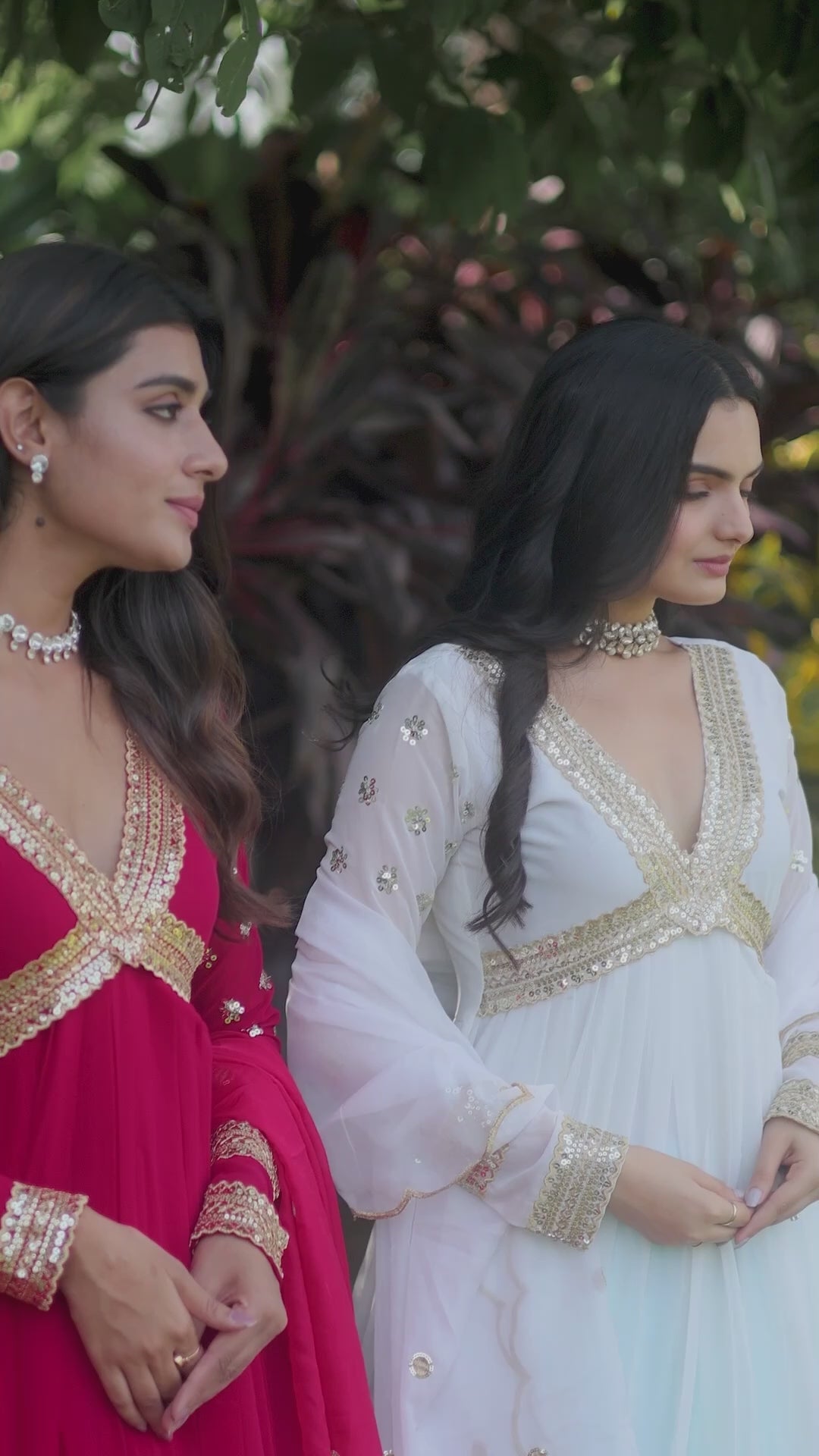 Ethereal White Embellished Anarkali Gown For Festive Wear