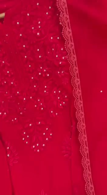 Dusty Rose Embroidered Suit Set with Matching Dupatta