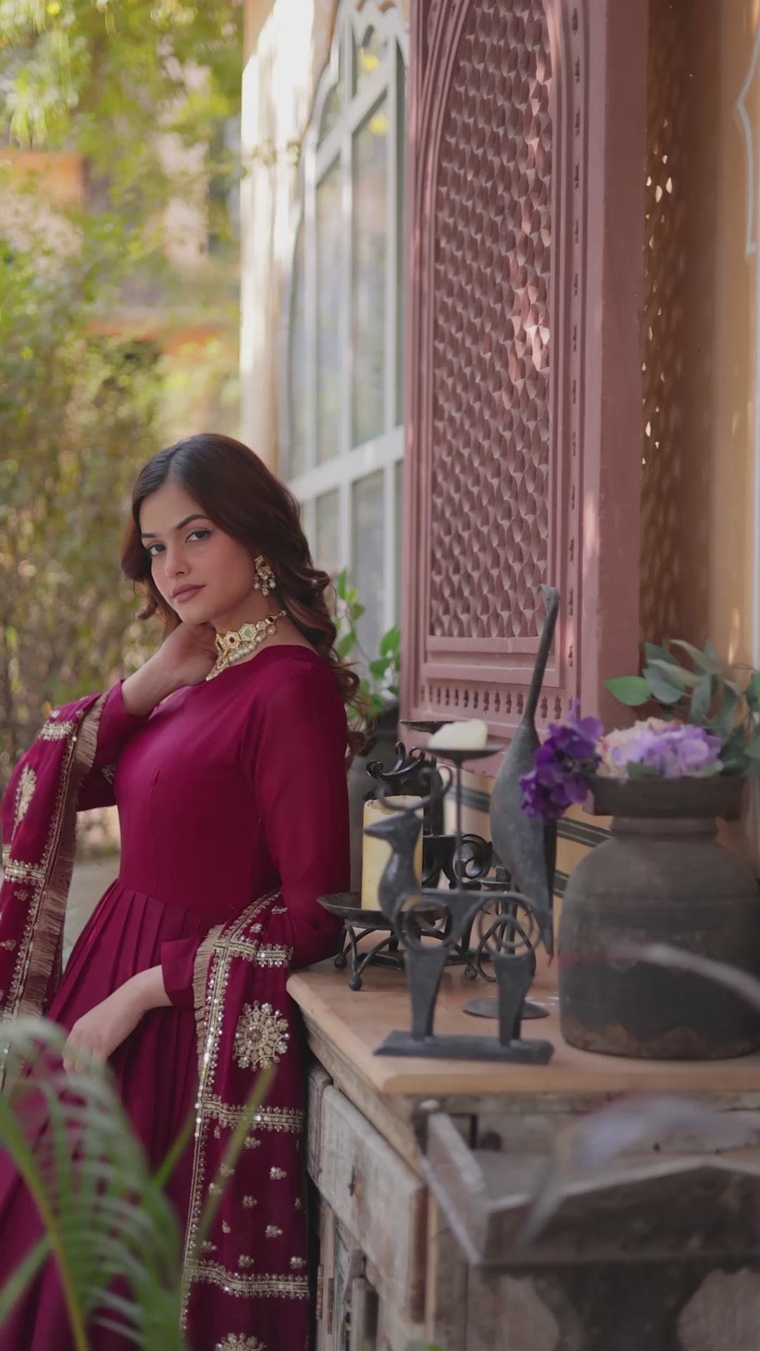 Luxury Maroon Gown Perfect for Weddings & Parties